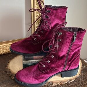 Circus by Sam Edelman burgundy wine velvet Dawson-2‎ combat boot Women's 10 WW